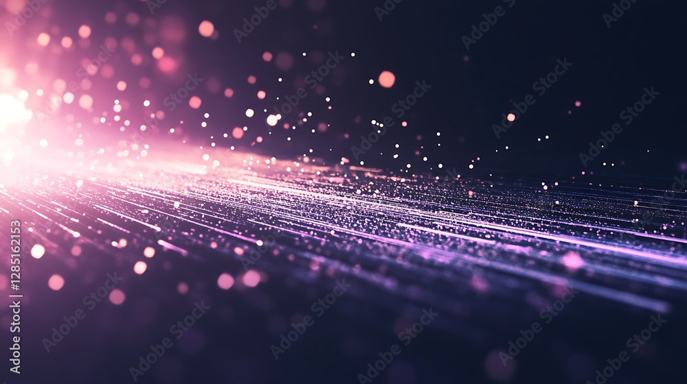 Aufkleber Abstract light trails with sparkling particles against a dark background creating a vibrant visual effect.