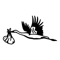 Fototapeta premium stork carrying baby