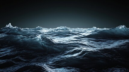 Fototapeta premium Dark Ocean Waves with Glimmering Surface Under Starlit Sky