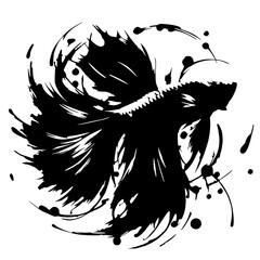 Abstract betta fish silhouette