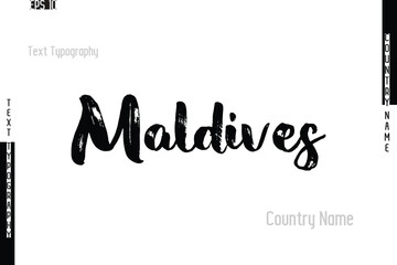 Grunge Typography Lettering Text Of Country Name Maldives.