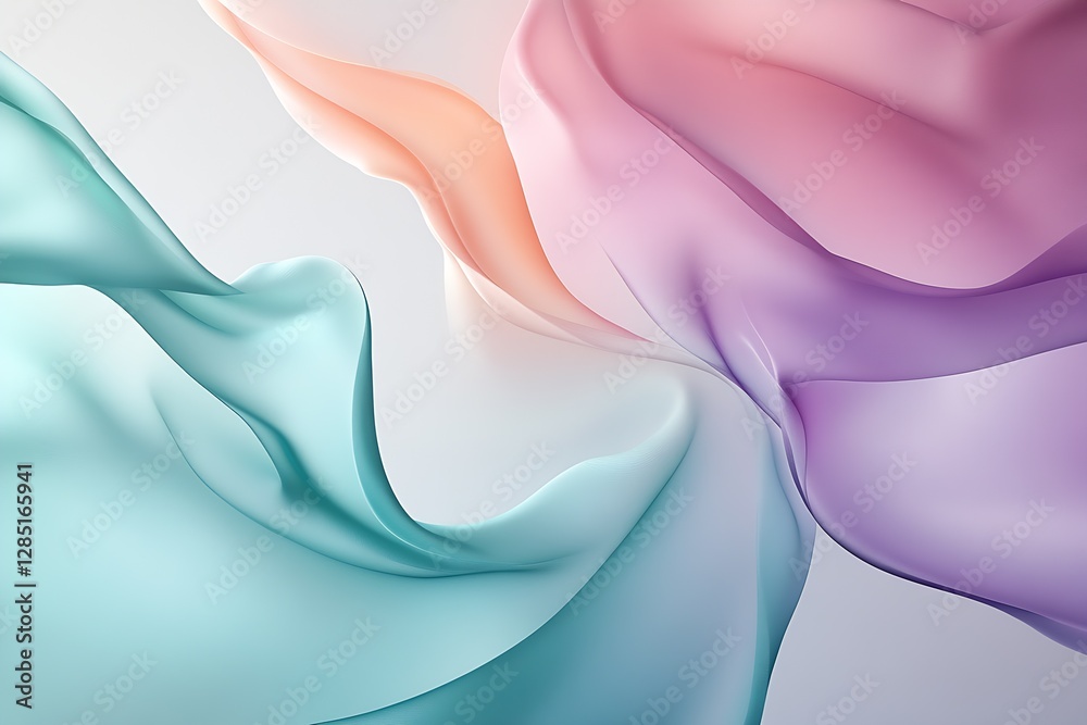 Aufkleber soft blending multicolored flowing textiles in pastel hues for modern design : generative ai