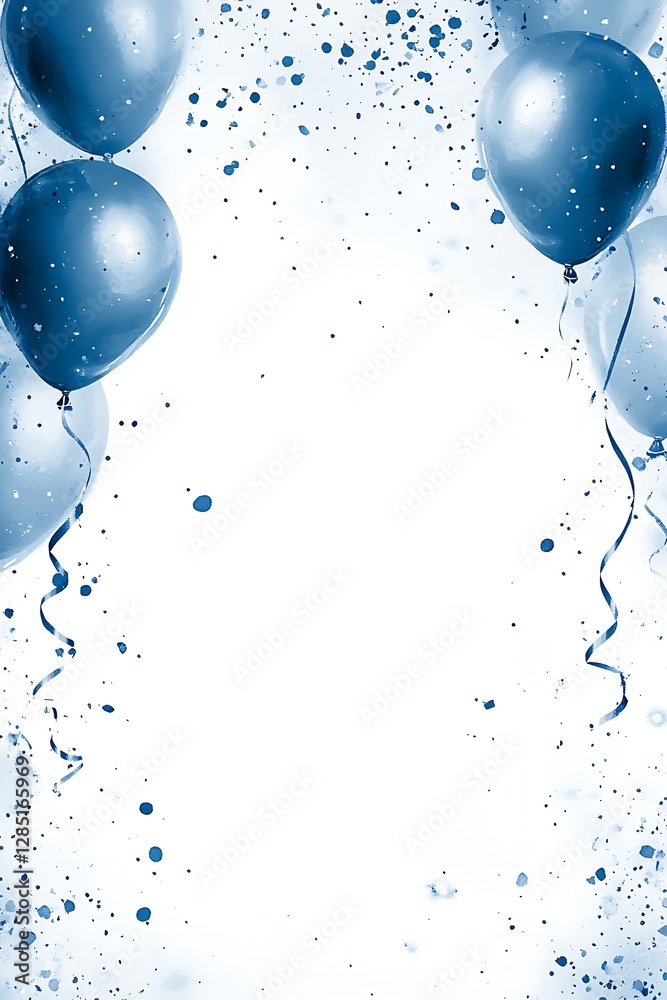 Aufkleber charming blue balloons with scattered sparkles to enhance any festive occasion : generative ai