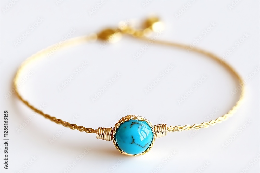 Poster Close-up view of a stunning turquoise bracelet emphasizing intricate details and craftsmanship : Generative AI