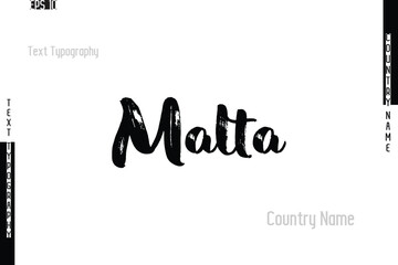 Grunge Typography Lettering Text Of Country Name Malta