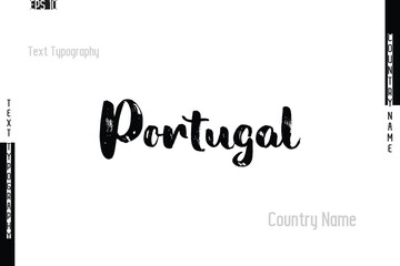 Grunge Typography Lettering Text Of Country Name Portugal.
