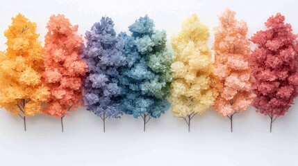 Rainbow Hydrangea Trees  Pastel Floral Arrangement  Spring  Summer  Autumn Colors