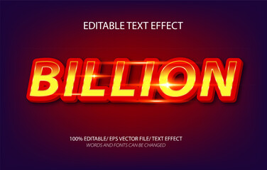Billion editable text effect, 3D editable text.
