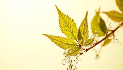 Leaf Splashing Water droplets Spring Nature Macro HD