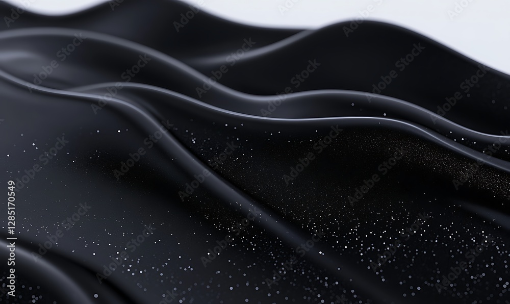 Leinwandbilder Flowing black surface with subtle speckles creating a textured, abstract pattern.