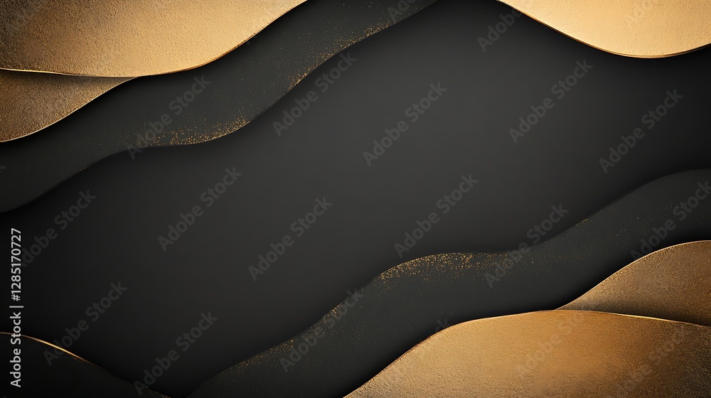 Leinwandbilder Elegant dark background with golden wave patterns creating a sophisticated texture.
