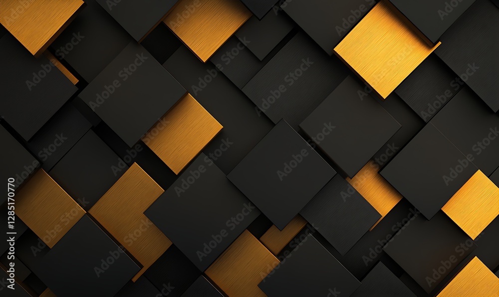 Leinwandbilder textured black and gold squares arranged in a modern pattern create a striking visual appeal.