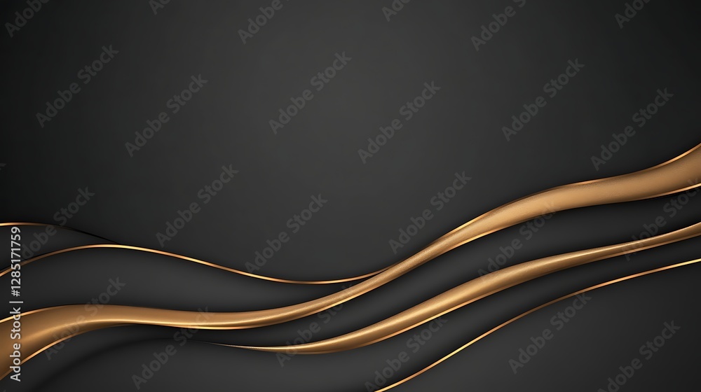Fototapete elegant black background with flowing golden lines creating a luxurious abstract design.