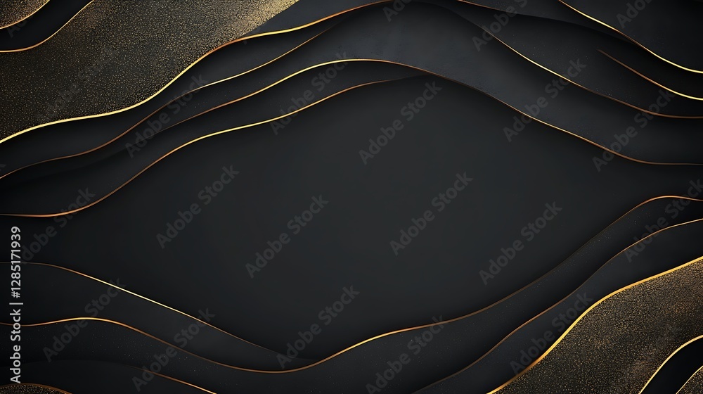 Leinwandbilder abstract dark background with elegant golden waves creating a luxurious and sophisticated feel.