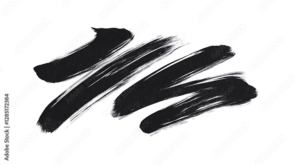 Fototapete bold black paint strokes create an artistic and dynamic texture on a white background.