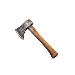 Axe with wooden handle isolated on white background.

