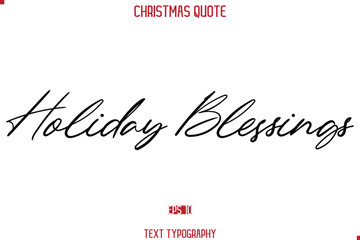 Calligraphy Lettering Happy Merry Christmas Greeting Card Text Quote Holiday Blessings