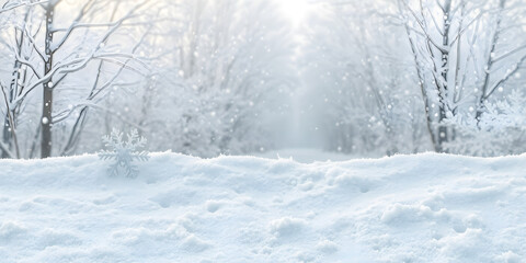 winter snow carpet isolated on transparent background with copy space for text