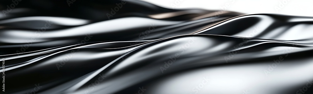 Poster Smooth, flowing black fabric with subtle textures and reflections, creating a sleek visual effect.