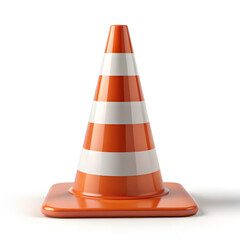 Orange and white traffic cone isolated on white background