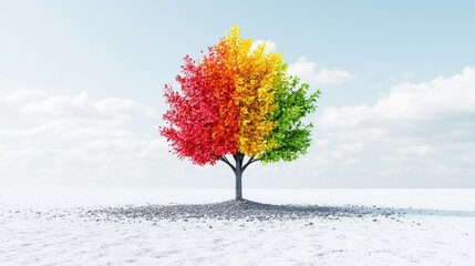 Colorful tree seasons landscape, growth concept
