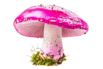 Vibrant Pink Mushroom with Detailed Cap and Stem Showcasing Natural Beauty