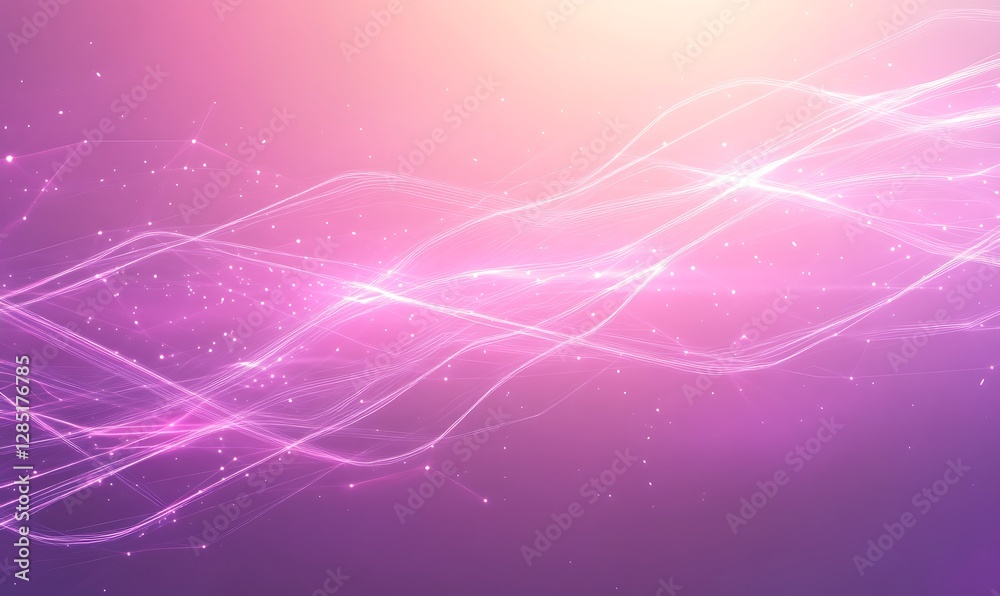 Poster abstract pink waves with sparkling effects on a gradient background.