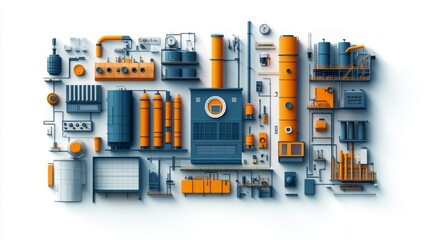 Fototapeta premium Industrial Flat Design Vector Illustration for Modern Aesthetics