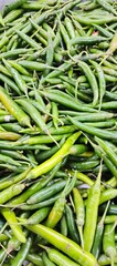 Fresh Green Chilies Stacked in a Pile – Organic and Vibrant Vegetables