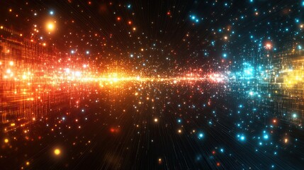 Fototapeta premium Colorful abstract light and star filled digital background