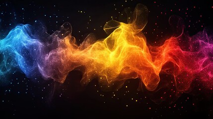 Fototapeta premium A Colorful Stream of Light and Particles on Black Background