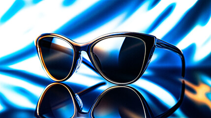 sunglasses on blue background