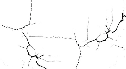 Cracks overlay textured. Distressed black texture.  Cracked wall. Damage surface. Vector illustration.