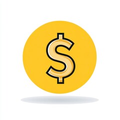Obraz premium Gold Dollar Sign Icon in Yellow Circle