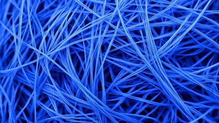 Blue Abstract Texture of Thin Fibers in Intricate Patterns