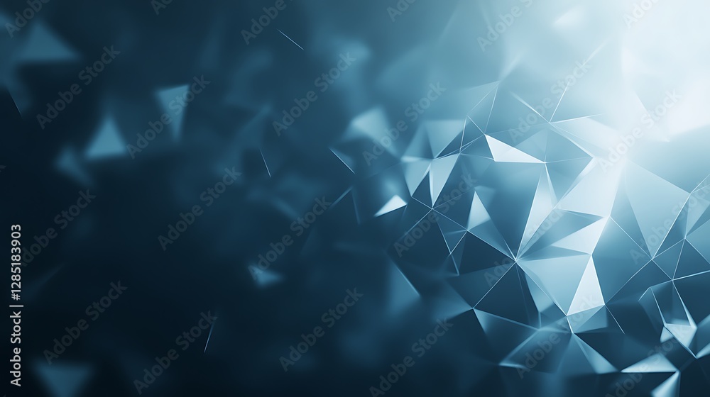 Leinwandbilder abstract blue background with triangular shapes and light effects.