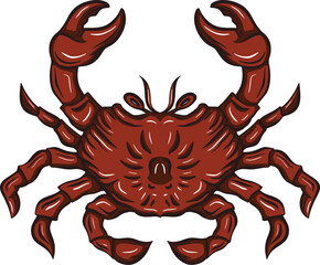 Bold Red Crab Illustration with Sharp Details