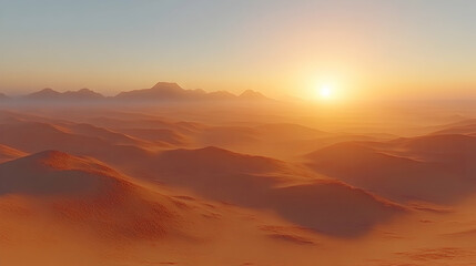 Desert Sunrise Over Sand Dunes