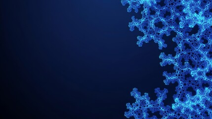 Abstract Blue Snowflake Pattern Against Dark Background