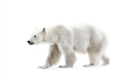 Majestic Polar Bear Wandering Across a White Snowy Landscape