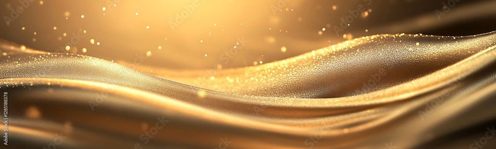 Leinwandbilder golden waves of light with shimmering particles create an elegant and luxurious atmosphere.