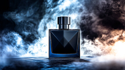 perfume bottle on black background