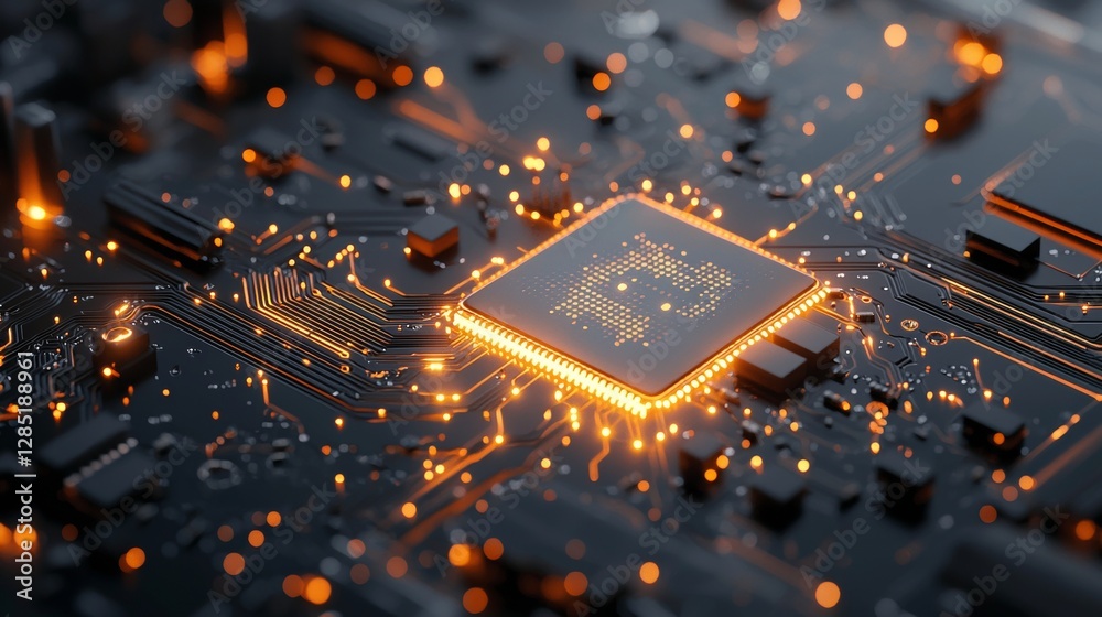 Poster innovative technology integration digital circuit board high-resolution image modern environment clo