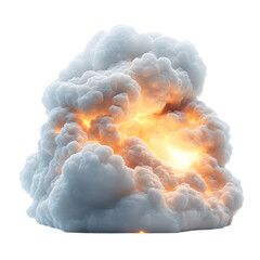Fluffy 3D Cartoon Cloud with Radiant Glow Isolated on Transparent Background