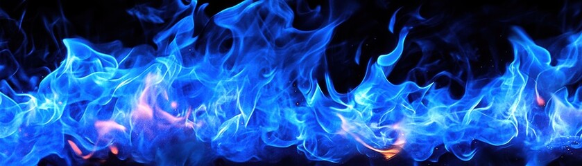 Vivid Blue Flames Burning Brightly Against a Black Background Abstract Fire Texture