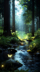 Obraz premium enchanted forest with enchanted brook