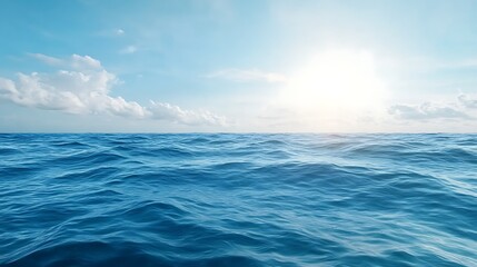 Fototapeta premium Serene horizon gentle waves and a tranquil ocean view in nature's peaceful embrace