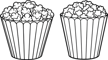 Popcorn Cartoon Character Line Art Vector Fun Illustration for Creative Designs