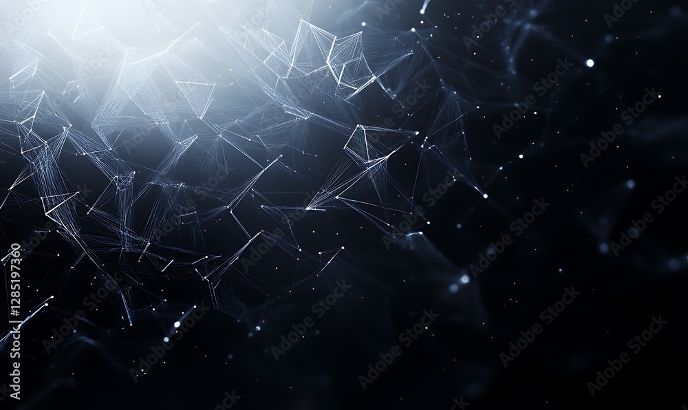 Poster abstract dark background with glowing lines and particles, suggesting depth and connectivity.