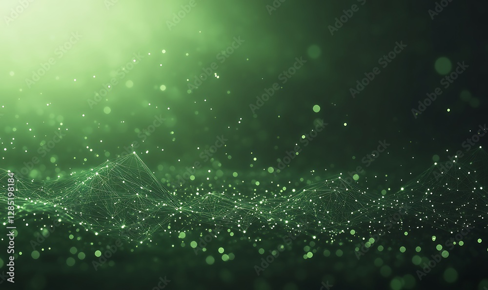 Aufkleber mysterious green particles shimmer in a dark, ethereal atmosphere.